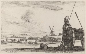 Zırhlı Asker ve Top, c. 1641. by Stefano della Bella