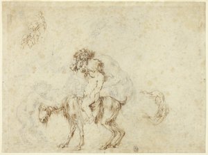 Satyr Aile Yürüyüşü Çalışması (rekto); Beş Dekoratif Geminin Eskizleri (verso) by Stefano della Bella