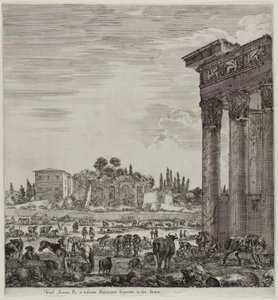 Antonin Tapınağı ve Campo Vaccino by Stefano della Bella