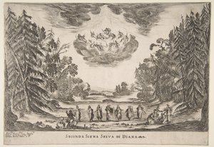 Tanrıların Düğünü: İkinci Sahne, Diana, 1637. by Stefano della Bella