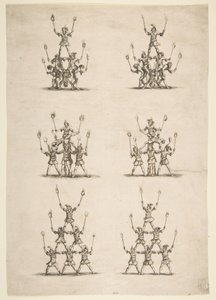 Altı Grupta Otuz Altı Akrobat, 1652. by Stefano della Bella
