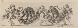 Çocuklar Tarafından Desteklenen Bir Festoon Atlayan İki Leopar, muhtemelen 1648. by Stefano della Bella