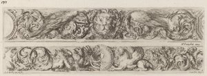 Aslan ve Kadın Başlı İki Süs Bandı by Stefano della Bella