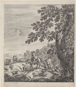 Bir Hayvan Sürüsünün Yanından Geçen İki Binici, 1656. by Stefano della Bella