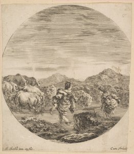 Dereyi Geçen İki Kadın, yak. 1646. by Stefano della Bella