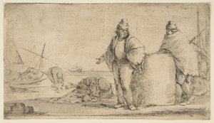 Bir mal balyası olan iki denizci, ca. 1662.
