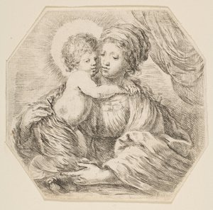 Bakire ve İsa Çocuk, sekizgen bir kompozisyon, yaklaşık. 1649. by Stefano della Bella