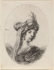 Tüylü Türbanlı, Peçeli Kadın, Sağa Döndü, 16491650. by Stefano della Bella