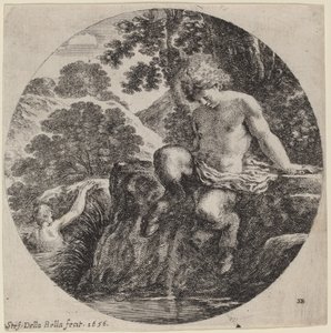 Bir Derenin Kıyısında Genç Satyr by Stefano della Bella