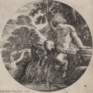Bir Çayın Kıyısında Genç Satyr, 1656. by Stefano della Bella