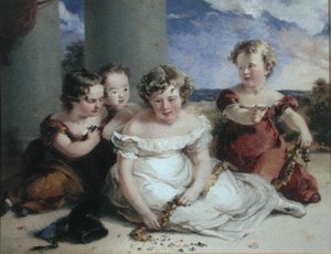 Çelenk Yapan Çocuklar (kağıt üzerine sulu boya) by Stephan Poyntz Denning