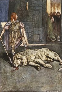 Cuchalain, Eleanor Hull'un (1860-1935) 'Cuchulain, The Hound of Ulster' adlı eserinden bir örnek olan Culain Hound'u öldürür.