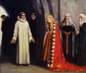 Saint Bernard ve Rahibe Hombeline (renkli taş) by Stephen Reid
