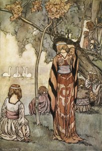 Bir kamp kurdular ve kuğular onlara şarkı söyledi, T.W. Rolleston (renkli taş)
