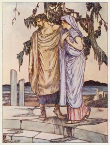 Zeus yağmuru durdurdu ve selleri geri çekti (renkli taş baskı) by Stephen Reid