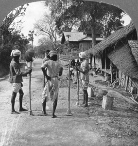 Yol tamiri, Bhamo, Burma, 1908 by Stereo Travel Co