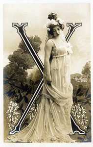 X : Amelie Dieterle, Fransız aktris ve şarkıcı - Theater des Varietes, Bouffes Parisiennes, Paris - kartpostalda alfabe