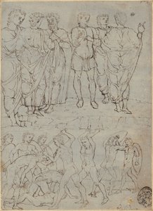 Altı Konuşan Adam ve On Savaşan Nü by Studio of Francesco Squarcione