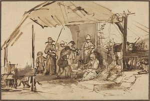 Çobanların hayranlığı by Studio of Rembrandt van Rijn