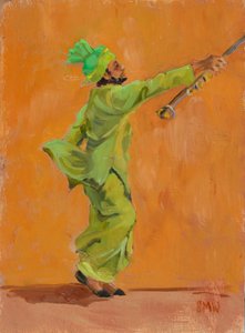 Chimta ile Hintli yeşil dansçı, 2020 by Sue Wales