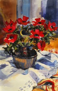 Kırmızı anemonlar, 1994, by Sue Wales