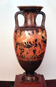 Devlerle savaşan bir arabada Ares ve Afrodit