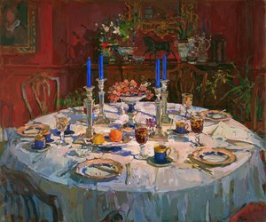 Yemek Odası (tuval üzerine yağlı boya) by Susan Ryder
