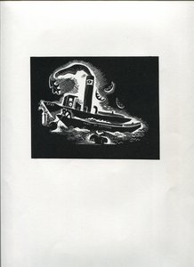 Thames Boat (satır blok baskı)