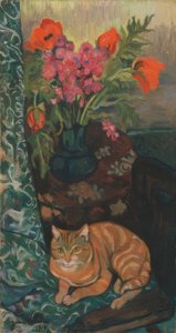 Buket ve kedi by Suzanne Valadon