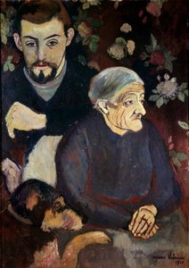 Ressam Maurice Utrillo, büyükannesi ve köpeğinin portresi Suzanne Valadon (1865-1938)