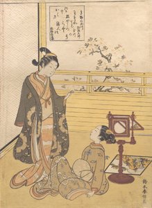 Bir Optik Resim için İzleyicili Bir Genç Erkek ve Kız Nozoki-karakuri, Kobo Da..., ca. 1788. by Suzuki Harunobu