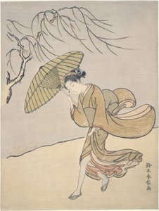 Yazın Rüzgarlı Bir Gün by Suzuki Harunobu
