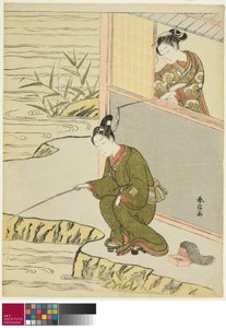 Genç Bir Adamın Balık Tuttuğu Güzellik, c. 1768 by Suzuki Harunobu
