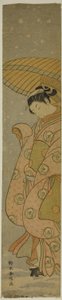 Karda Şemsiye Altındaki Güzellik by Suzuki Harunobu