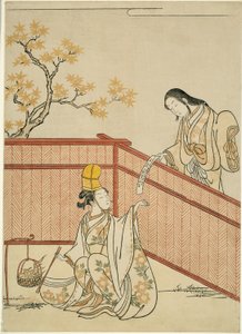 Yanan Sonbahar Akçaağaç Yaprakları by Suzuki Harunobu