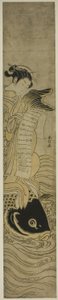 Fahişe Sazan Biniyor (Taoist Ölümsüz Kinko [Çince: Qin Gao] parodisi) by Suzuki Harunobu