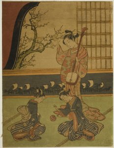 Nezaketçinin Topla Oynayan Görevlilerini Izlerken by Suzuki Harunobu