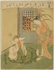 Hotei, "Modern Yaşamda Yedi İyi Şans Tanrısı (Tosei Shichi-fukujin)" dizisinden by Suzuki Harunobu