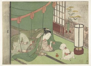 Aşk çift ve çocuk by Suzuki Harunobu
