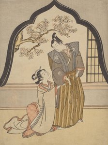 Pencere Kenarında Giyinen Aşıklar by Suzuki Harunobu