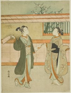 Battledore ve Raketle oynamak by Suzuki Harunobu