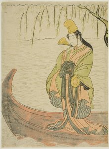 White Boshi Danse r s son jin g üyesi Asazuma Boa t by Suzuki Harunobu