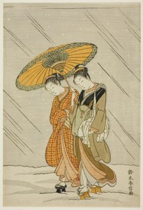 Hamamdan Dönüşte Kar by Suzuki Harunobu