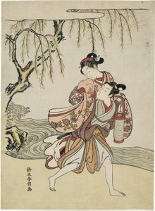 The Elopement ("Tales of Ise"den Akutagawa bölümünün parodisi) by Suzuki Harunobu