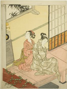 Saatin Akşam Çanı (Tokei no bansho), "Salondan Sekiz Görünüm (Zashiki hakkei)" serisinden by Suzuki Harunobu