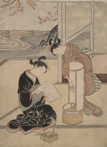 Lambanın Akşam Parıltısı: Sekiz Salon Manzarası by Suzuki Harunobu
