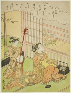 Ay (Tsuki), "Kar, Ay ve Çiçeklerin Modaya Uygun Sahneleri (Furyu setugekka)" dizisinden by Suzuki Harunobu