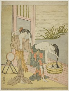 Saçlarını Yıkanan İki Kadın by Suzuki Harunobu