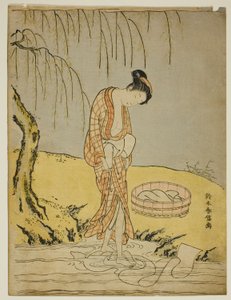 Derede Bez Yıkamak by Suzuki Harunobu