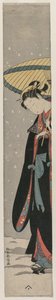 Mu Tamagawa dizisinden Karda Şemsiyeli Kadın Bihin. by Suzuki Harunobu